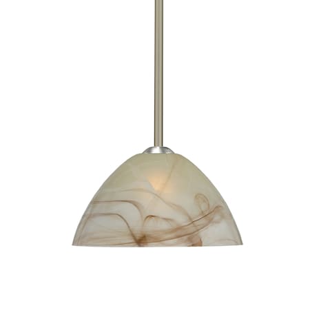 Tessa Stem Pendant, Mocha, Satin Nickel Finish, 1x75W Incandescent